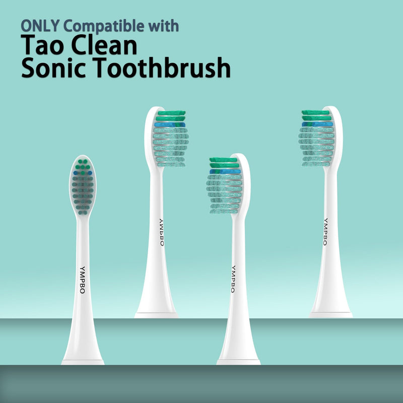 10 Pack Toothbrush Replacement Heads for TAO Clean Sonic, Whitening | Adults Tooth Brush Head Refill, Medium Bristles Green