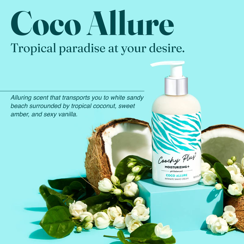 [Australia] - Coochy Plus Intimate Shaving Cream COCO ALLURE For Pubic, Bikini Line, Armpit and more - Rash-Free With Patent-Pending MOISTURIZING+ Formula – Prevents Razor Burns & Bumps, In-Grown Hairs, Itchiness Green 