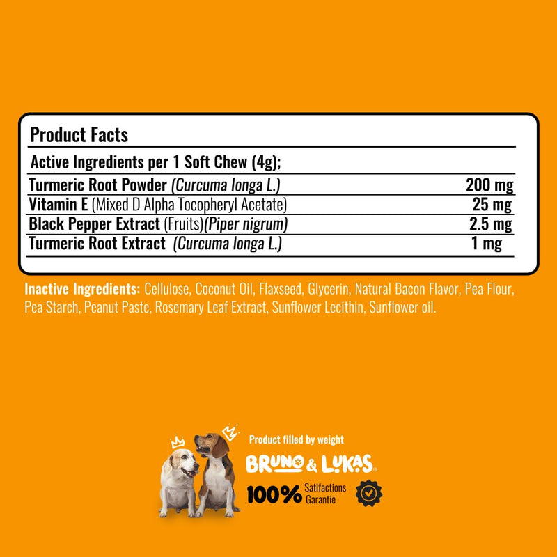 Turmeric Chews for Dogs – Hip & Joint Health Supplement Pain Relief Anti Inflammatory Arthritis Coconut Oil Vitamin E MSM Mobility Curcumin Skin Muscle Relaxer Black Pepper (90 Soft Chews) - PawsPlanet Australia