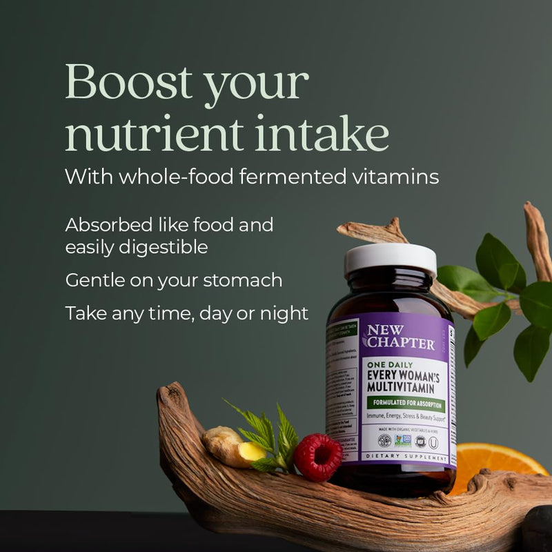 New Chapter Every Woman's One Daily Multivitamin - Bone, Energy & Immune Support* - Whole-Food Fermented Nutrients - No Added Sugar - Vegetarian & Gluten-Free - 96 Tablets 96 Count (Pack of 1) Tablet for Women