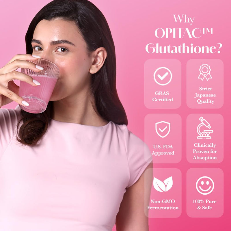Chicnutrix Glow - Reduced Glutathione 500mg (OPITAC™) & Vitamin C for antioxidant support and detoxification, non-GMO & Vegan - 20 tablets (Strawberry – Lemon flavour)
