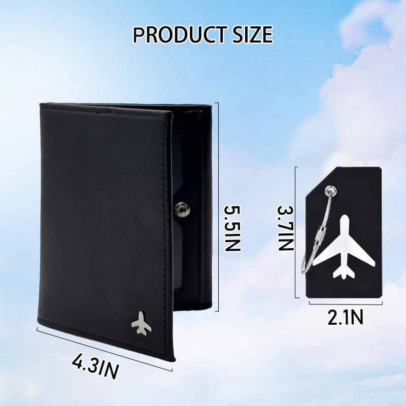 Pilot Wallet Passport Holder RFID Blocking Nappa Leather Travel Wallet, Stylish Travel Companion for Aviation Professionals (Black) Black