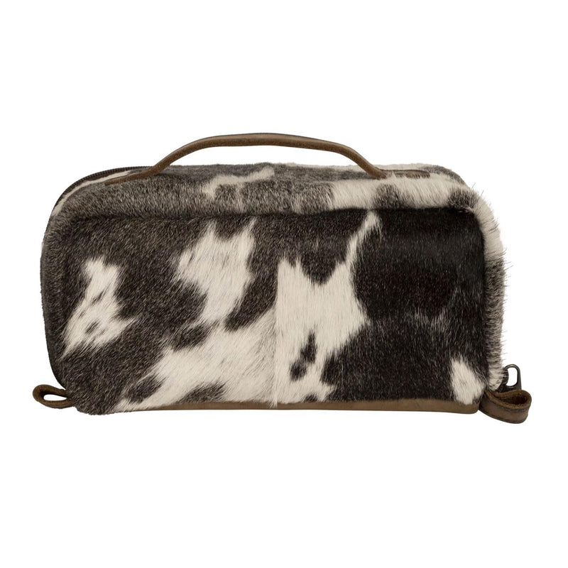 STS Ranchwear Women's Genuine Full Grain Leather Cowhide Elise Makeup Bag - Portable Durable Compact Travel Zipper Handbag Organizer Bag