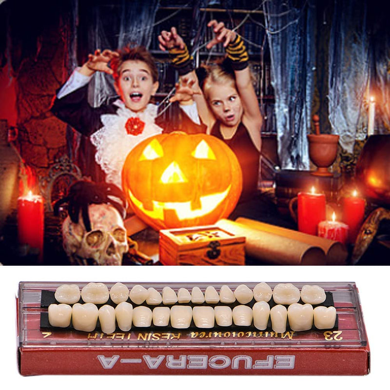 [Australia] - 56Pcs Dental Synthetic Acrylic Teeth Resin Denture False Teeth for Halloween Horror Prop 23 A2(28 Pcs/Set) 