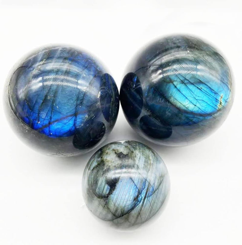 Natural Labradorite Sphere Rock Quartz Crystal Ball Healing Ornament Specimen + Pedestal (500g) 500g