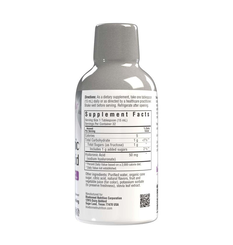 [Australia] - Bluebonnet Nutrition Beautiful Ally Liquid Hyaluronic Acid, Nurture Radiant Skin*, Non-GMO, Vegan, Kosher Certified, Gluten-Free, Soy-Free, Dairy-Free, Mixed Berry Flavor, 16 fl oz, 32 Servings 