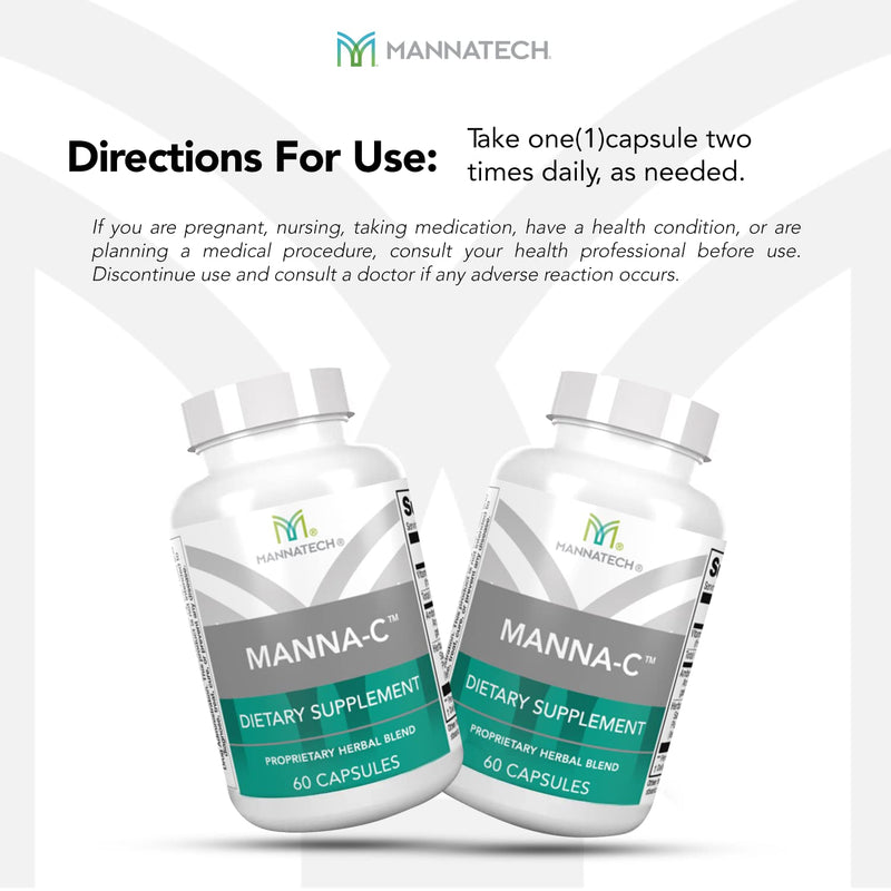Mannatech - Manna-C™ - Nasal & Sinus Support - 60 Capsules | Contains Vitamin C, Glycans, Plant-Based Blend, Supports Respiratory Health, Immune Defense, Daily Wellness Formula