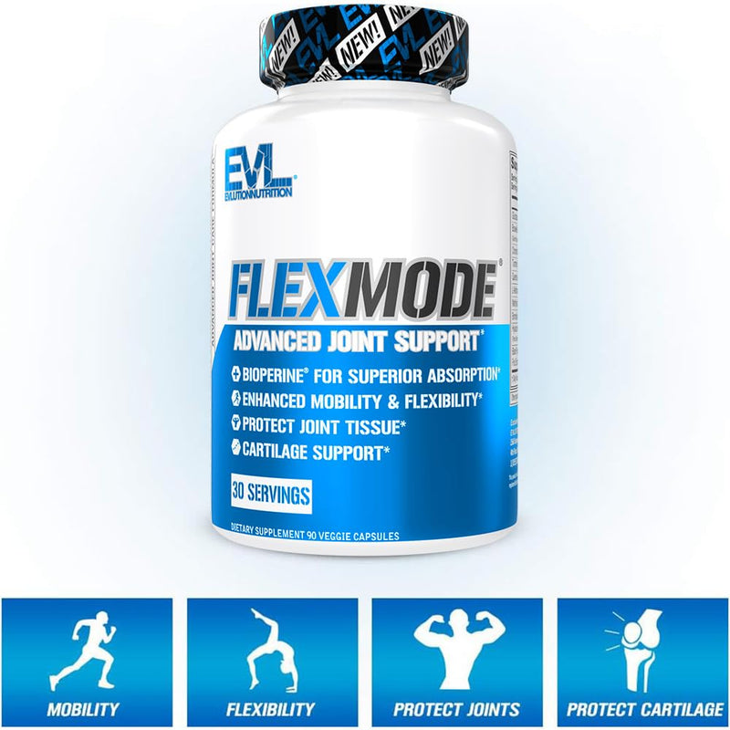 [Australia] - Evlution High Absorption Joint Support Supplement FLEXMODE Joint Supplement with Advanced Joint Vitamins Including Glucosamine Chondroitin MSM Boswellia and Hyaluronic Acid - 30 Servings 