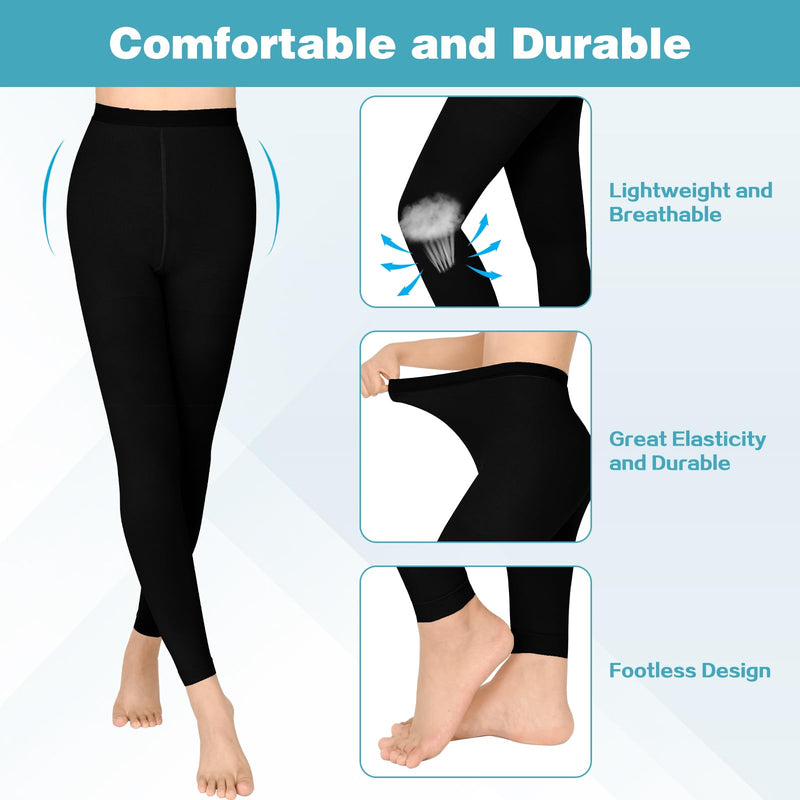 [Australia] - 20-30 mmHg Compression Pantyhose for Women, Footless Medical Compression Stockings, Waist High Opaque Compression Tights for Edema, Varicose Veins, Swelling, Pregnant, Teacher, Doctor Black1 M 