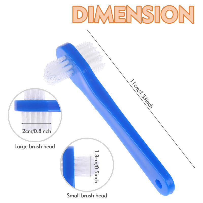 [Australia] - 6 Pack Portable Denture Brush, Dual Headed Firm Hard Bristle Denture Toothbrush, Dentures Brushes for Cleaning Dentures, False Teeth, Clear Braces and Mouth Guards 