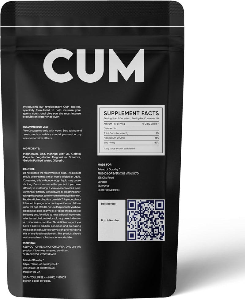 Semen Volume Support Capsules for Men – Zinc, Rose Hip & Vitamin C – Reproductive Health & Vitality – 60 Capsules - 1 Month Supply