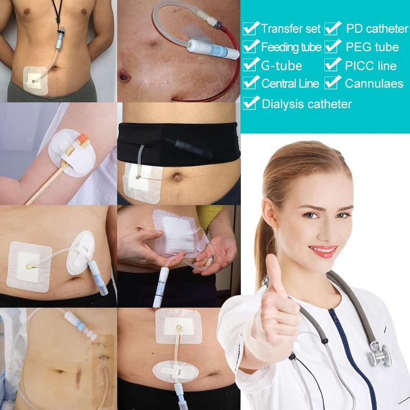 [Australia] - 40 Pcs Feeding Tube Covers G Peg Tube Holder Split Drain Adhesive Bandages for Dialysis Catheter 4" x 4" Island Dressing Bordered Gauze Nuring Accessories 4"x4" Pack of 40 