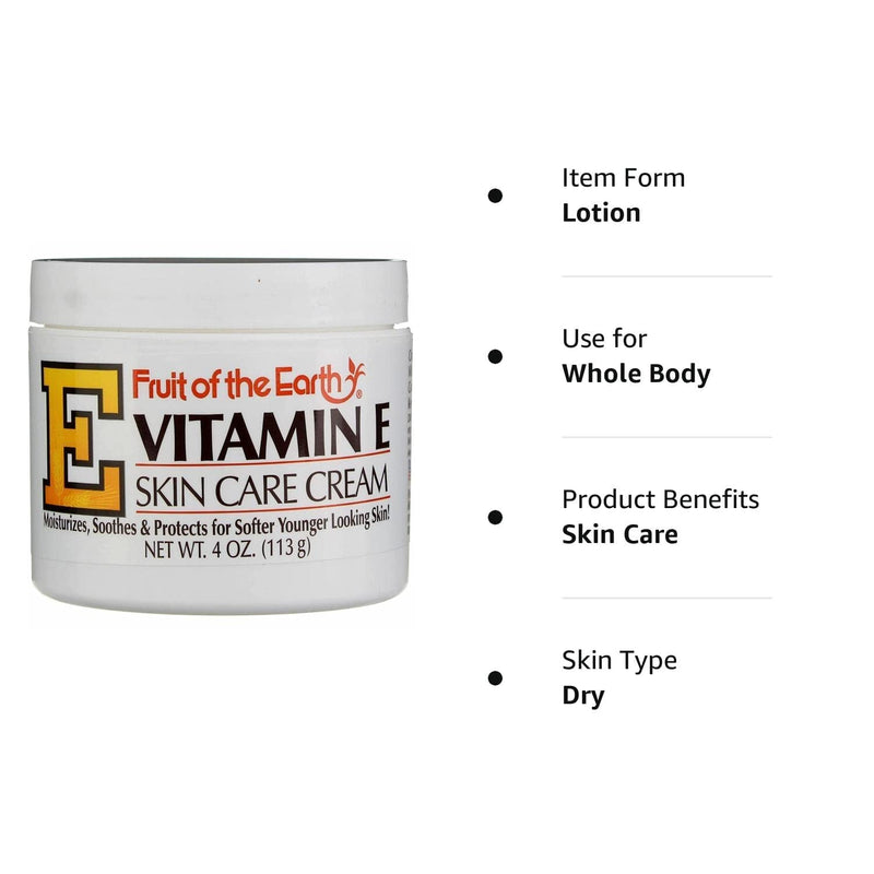 Fruit of the Earth Vitamin E Skin Care Cream 4 Ounce Cream 4 Fl Oz (Pack of 1)