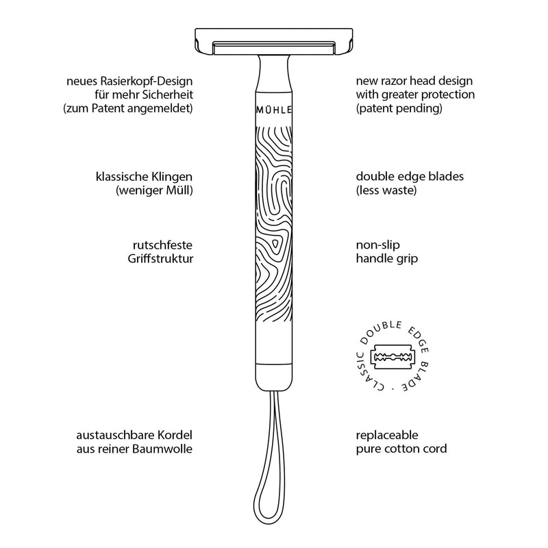 [Australia] - MÜHLE Companion Safety Razor – Women's Double-Edged Body Razor for Shaving, Gentle Use, Suitable for Body, Legs, & Underarms, Longer Handle, Long Lasting Blade Blue 