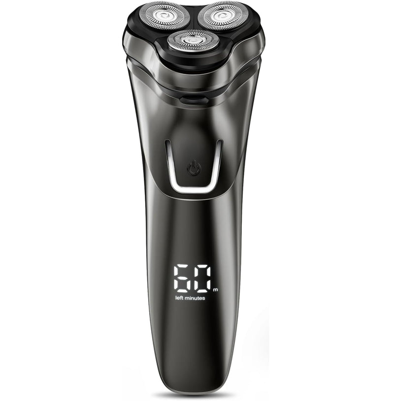 Electric Razor for Men Cordless: Wet/Dry Rotary Shaver Waterproof - USB Fast Charging & Sensitive Skin Care - Pop up Trimmer & Precision Blades Classic Black