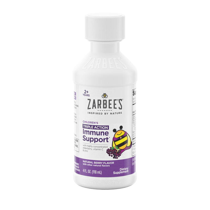 Zarbee's Elderberry Syrup for Kids, Daily Immune Support with Vitamin C & Zinc, Childrens Liquid Supplement, Natural Berry Flavor, 4 fl oz Kids Elderberry Syrup 4oz