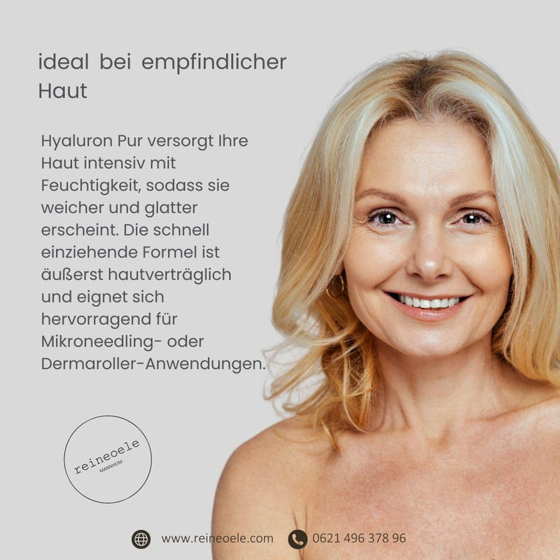 [Australia] - pure hyaluronic serum, high dosage, vegan derma roller, suitable for sensitive skin without alcohol, 50 ml glass bottle, pure oil Hyaluron Pur No20 