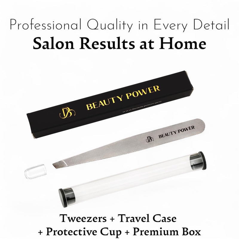 Ultra-Precision Professional Slant Tweezers for Women Facial Hair - German Stainless Steel, Lightweight Black Tweezers for Women & Men, Ideal for Eyebrow & Facial Grooming (Matte Gray) 1 / Matte Gray