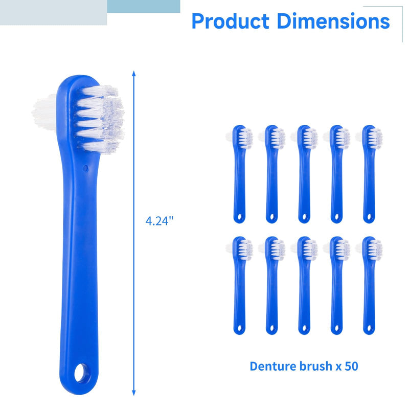[Australia] - OMISTAR 50 PCS Denture Brushes Dual-Sided Bristle Individually Firm Hard Bristle Toothbrush Denture Cleaner Brush for Retainers False Teeth Braces 