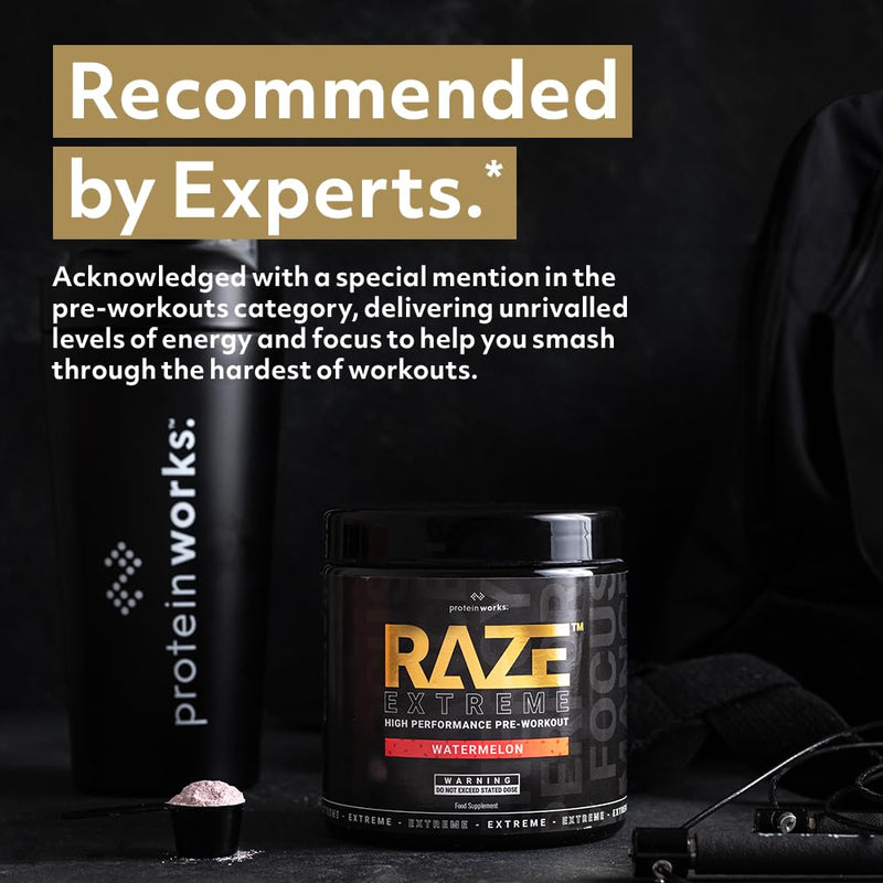 Protein Works - Raze Extreme Pre Workout | Creatine, Caffeine & Beta Alanine | Energy Drink | Watermelon Breeze | 30 Servings