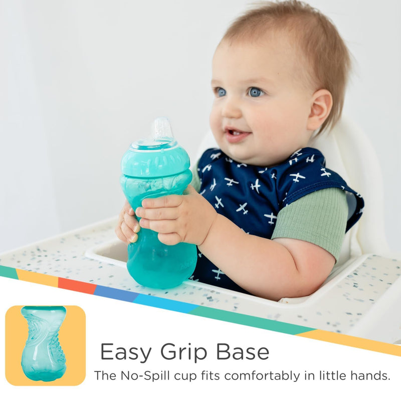 Nuby 3 Pack No Spill Toddler Sippy Cups - Toddler Cups Spill Proof with Easy and Firm Grip - BPA Free Toddlers Cups - Blue, Aqua, Green Boy