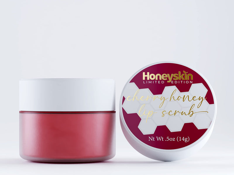 Lip Exfoliator Scrub and Lip Treatment - Gentle Lip Repair for Dry Cracked Lips and Lip Scrubs Exfoliator and Moisturizer - All Naturals Lip Brightening for Dark Lips (Cherry Honey) Cherry Honey