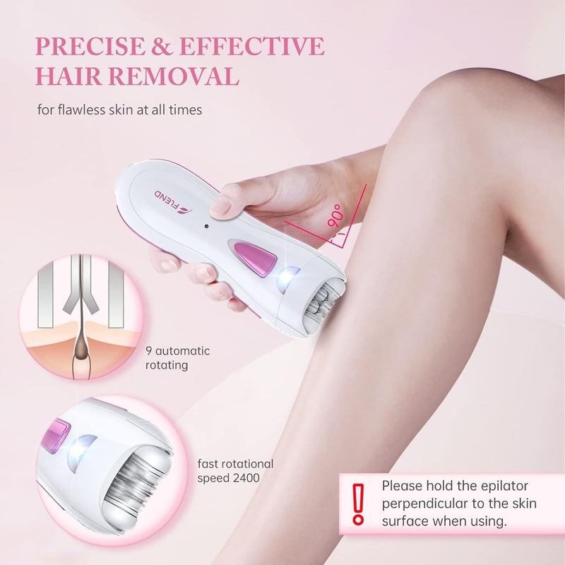 [Australia] - Epilator for Women, Facial Epilator Women, Wireless Electric Epilator, Painless Mini Epilator, Epilator with LED Light for Women, Face, Body, Armpit, Bikini, Leg White-#4 