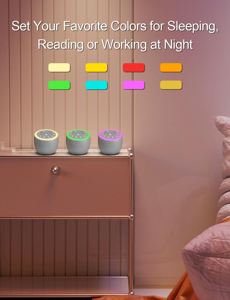 [Australia] - White Noise Machine with 40 High-Fidelity Sounds, Sleep Sound Machine with Memory Functions, 8 Lighting Modes, USB Power Supply, for Sleep & Noise Reduction in Bedrooms and Offices, Plug-in. white 