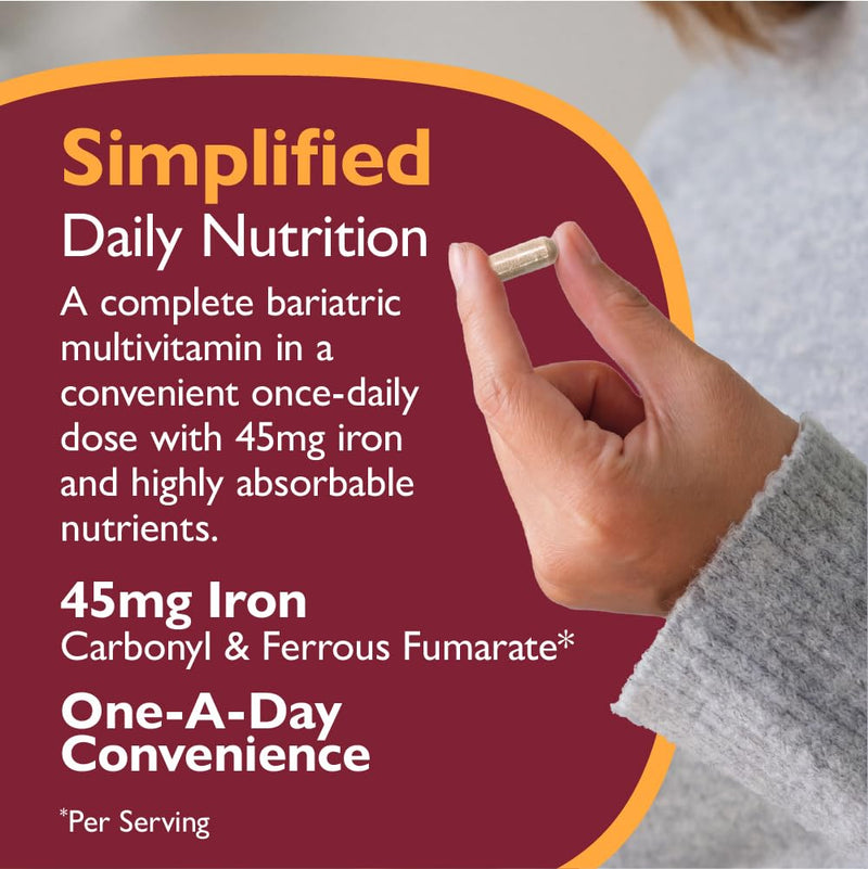Celebrate Vitamins CelebrateONE 45 with Iron, 30 Once Daily Capsules | 30 Day Supply, Easy-to-Swallow Bariatric Multivitamin Support After Sleeve Gastrectomy or Gastric Bypass 30 Count (Pack of 1)