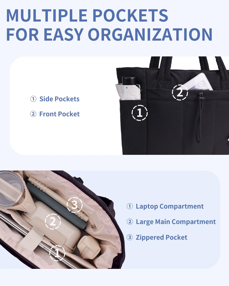 Wandering Nature puffer tote bag and makeup bag