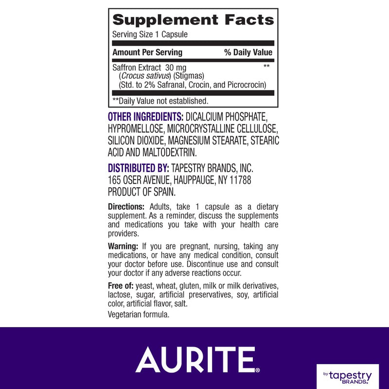 [Australia] - Saffron Supplement for Women & Men. 30 Count, Vegetarian Friendly, Non-GMO, Gluten-Free, Soy-Free (1 Month of Supply) Saffron 30 Count (Pack of 1) 