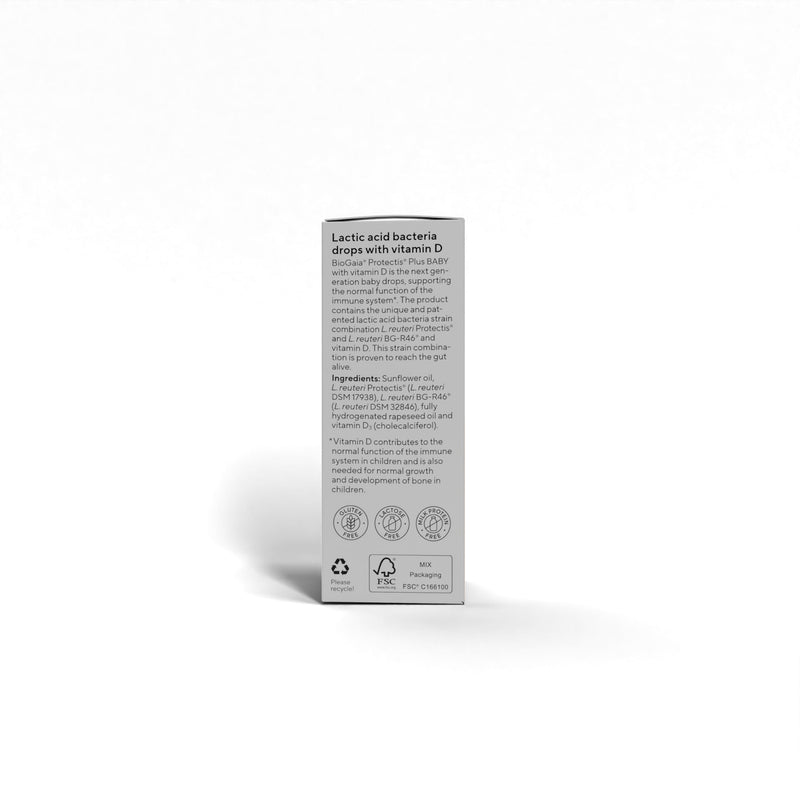 BioGaia Protectis Plus Baby – 10 ml with Vitamin D | Baby Probiotics with Next Generation Combination of Lactobacillus Reuteri & L. reuteri BG-R46 | Probiotic & VIT D Drops from Birth | 5 Drops Daily