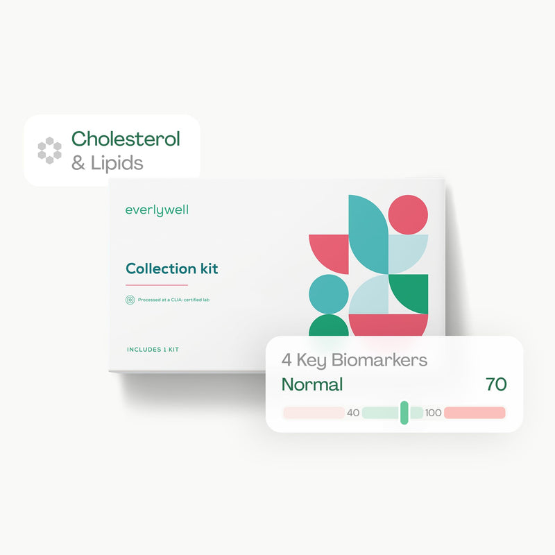 Everlywell At-Home Cholesterol and Lipids Lab Test Collection Kit for Women and Men, Measures HDL, LDL and Triglycerides for Accurate Results from a CLIA-Certified Lab Within Days, for Ages 18 Plus