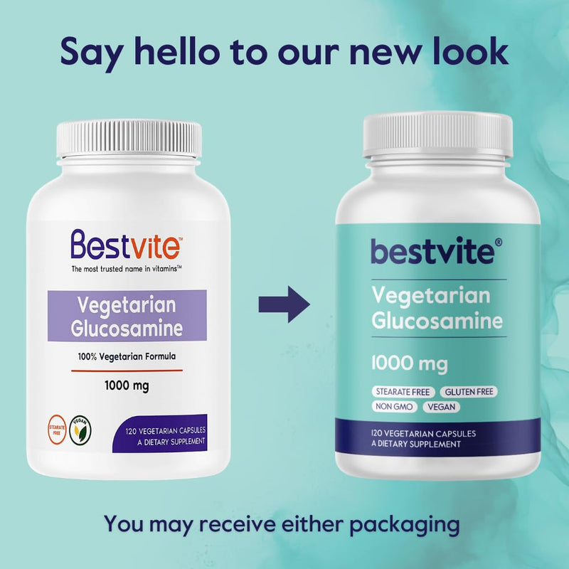 [Australia] - BESTVITE Vegetarian Glucosamine 1000mg (120 Vegetarian Capsules) - No Stearates - No Fillers 