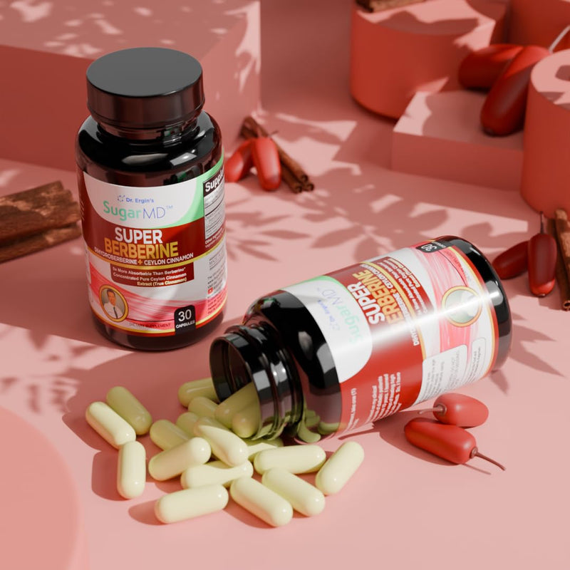 [Australia] - SugarMD Super Berberine Supplement – 250mg GlucoVantage Dihydroberberine with 4000mg Ceylon Cinnamon - 5X More Effective Than Regular Berberine – 30 Capsules (30 Day Supply) 