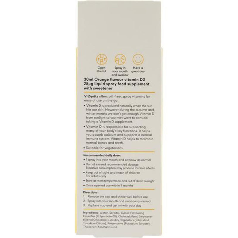 Vitamin D3 Oral Spray 3000 IU - High Strength Vitamin D Supplement, Orange Flavour, Vegetarian Vitamins for Immune Support & Bone Health, British Fast Absorption VIT D Spray Supplements