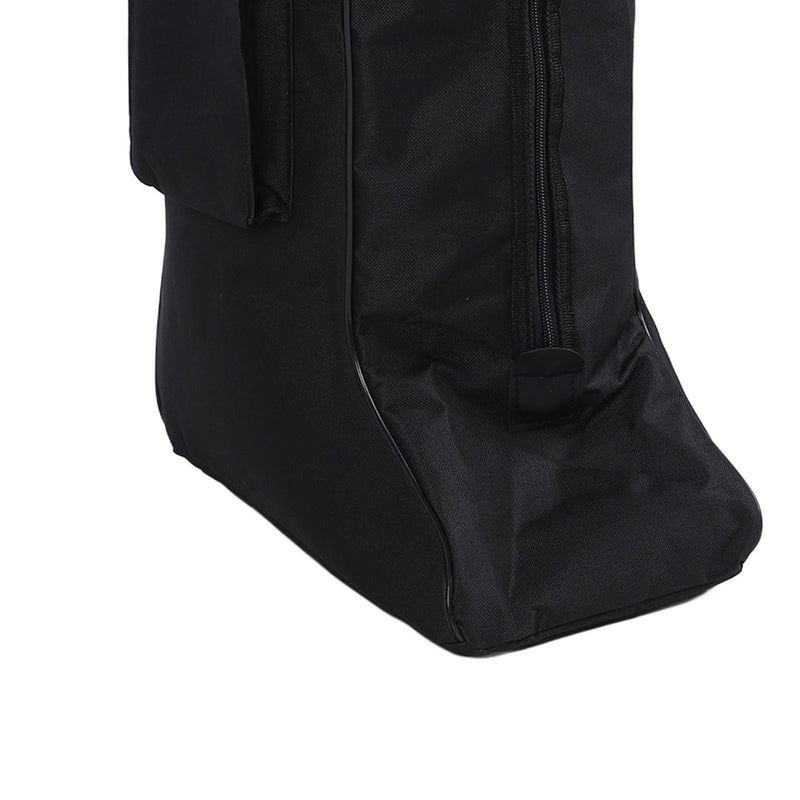 Portable Dust Proof Storage Bags for Tall Boots, Oxford Cloth and Leather Zippered With Handle, for Cowboy and Snow Boots, Black Shoe Bags