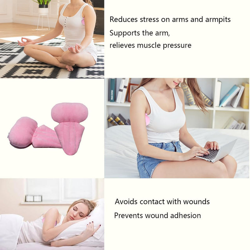 Lymphedema Axilla Pillow Mastectomy Recovery Pillow Breast Pillow Post Surgery Pillow for Cancer Lumpectomy Surgery Recovery Post-Surgery Underarm Pillow Armpit Pain Relief (2pc) (Pink) Pink
