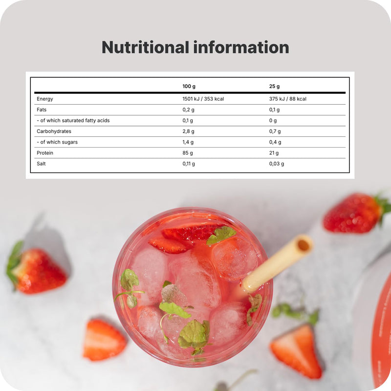 Vilgain Clear Whey Isolate 500g Refreshing Protein Lemonade with 84% Protein | Naturally Sweetened with Stevia Strawberry Lemonade