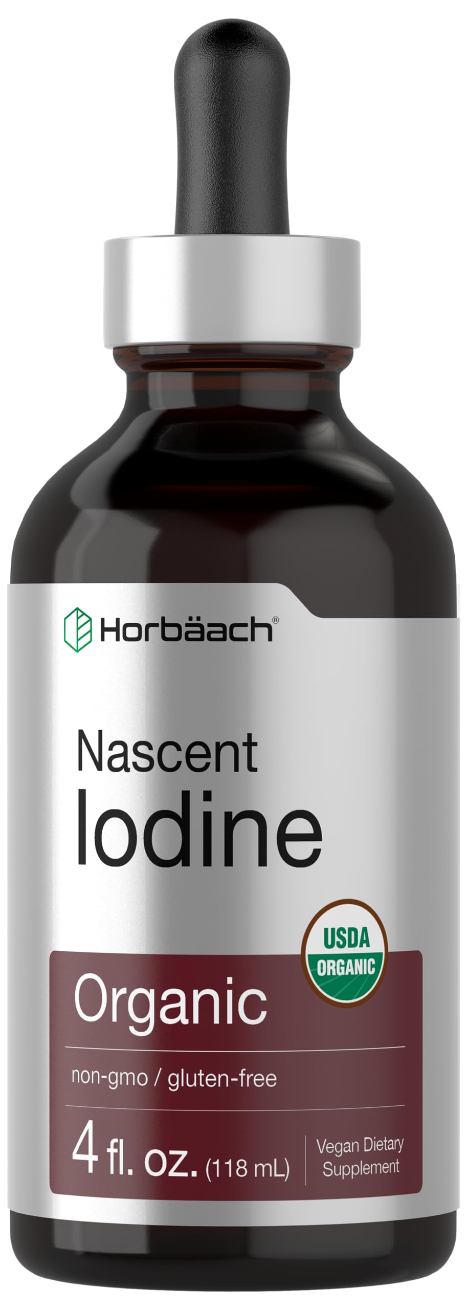 Horbäach Nascent Iodine | 325mcg | 4oz | Organic Liquid Supplement | Vegan, Non-GMO & Gluten Free Vitamin