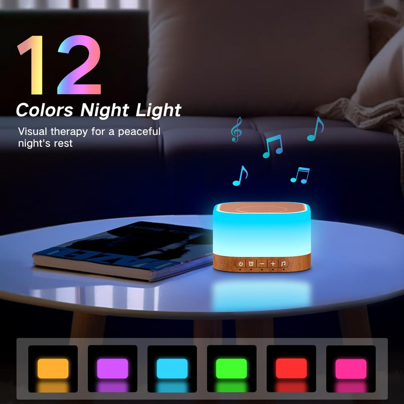 [Australia] - Sound Machine White Noise Machine with 25 Soothing Sounds 12 Colors Light with 10 Adjustable Levels 32 Adjustable Volumes 5 Timers Sleep Therapy for Adults Kids Baby Portable for Office Travel 
