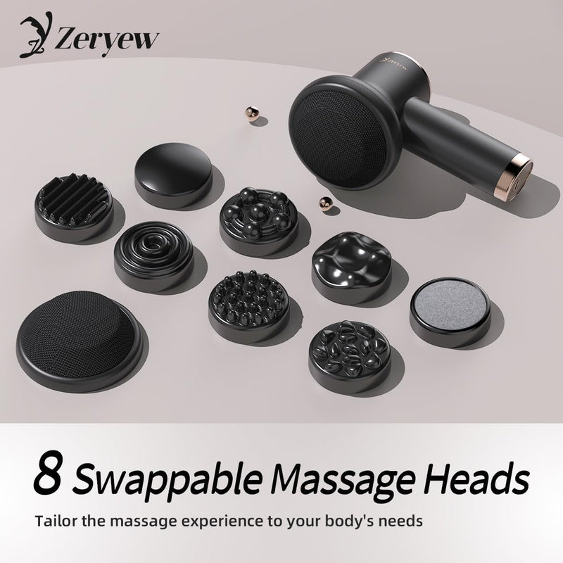 [Australia] - Cordless Cellulite Massager, Handheld Lymphatic Drainage Tool, Mini Body Sculpting Machine with 9 Speeds and 8 Massage Heads, Lymphatic Drainage Massage Tool for Legs Butt Belly Fat 