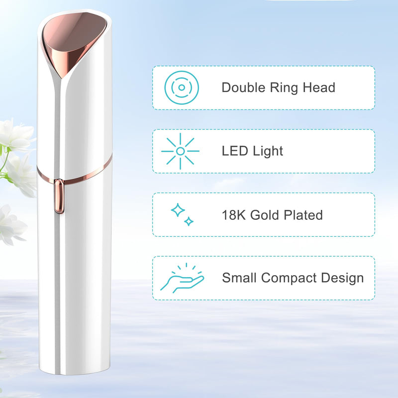 [Australia] - Facial Hair Removal for Women, Portable Women Facial Epilator, Painless Electric Hair Removal Device for Face, Upper Lip & Chin, USB Rechargeable, White 