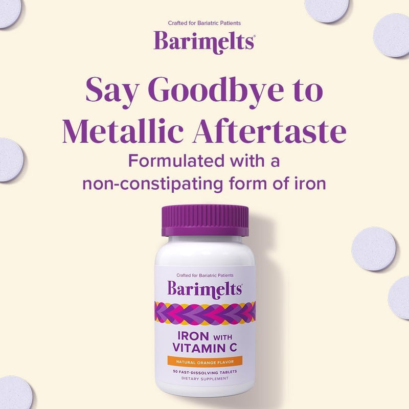 [Australia] - BariMelts Iron Supplement with Vitamin C - 1 Month Supply (90 Fast-Dissolving Tablets) - Post-Op Bariatric Vitamins 90 Count (Pack of 1) 