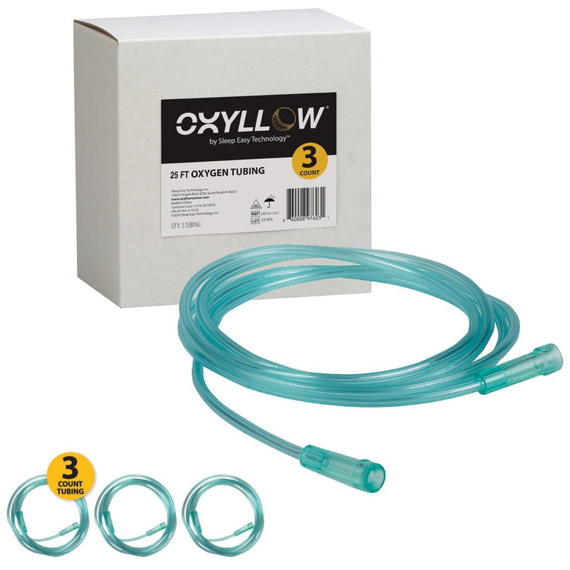 [Australia] - Premium 25 FT Oxygen Tubing - 6-Channel Kink-Resistant Air Flow - High-Visibility Green Tint - Universal End Connectors - Durable, Medical Grade Oxygen Therapy Accessory (3) 3 