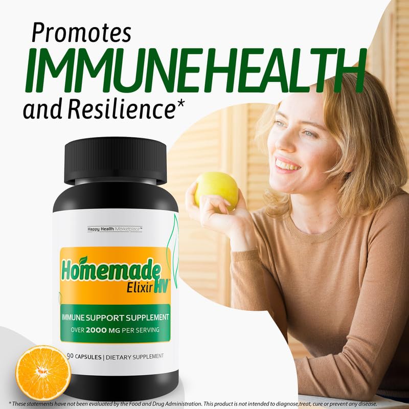 Homemade Elixir HV - Our Best Immune Support Supplement - Herbal Vitamin Immune Support Capsules - Our Best Immune Pills Nature Vitamin D Zinc C Best Herbs Vitamins