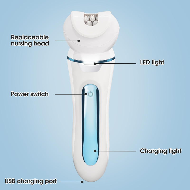 [Australia] - Electric Shaver - Razor - Trimmer for Women Grooming Kit: Women's 5-in-1 Hair Removal Device for Facial Hair Removal and Facial Cleansing & Foot Callus Remover 