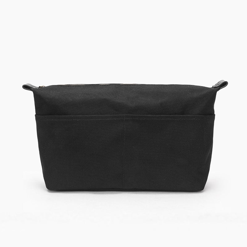 Insert Storage Bag Purse Organizer and Cosmetic Travel Bags for Women Makeup Bag with Compartments Three Sizes Cotton Canvas built-in compartments functiona and fashionable Large Black