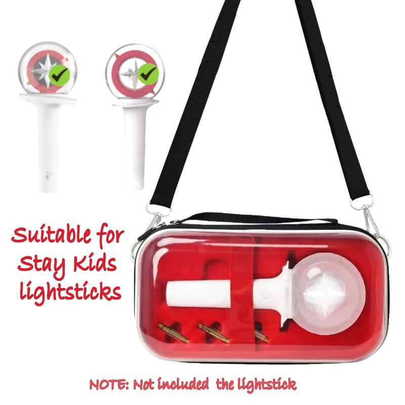 Case for Strays Lightstick - Clear Travel Carrying Storage Bag Holder for Ver.1 / Ver.2 Light Stick - Crossbody Protective Cover Merch for K-pop Fans Gift (Red) Red
