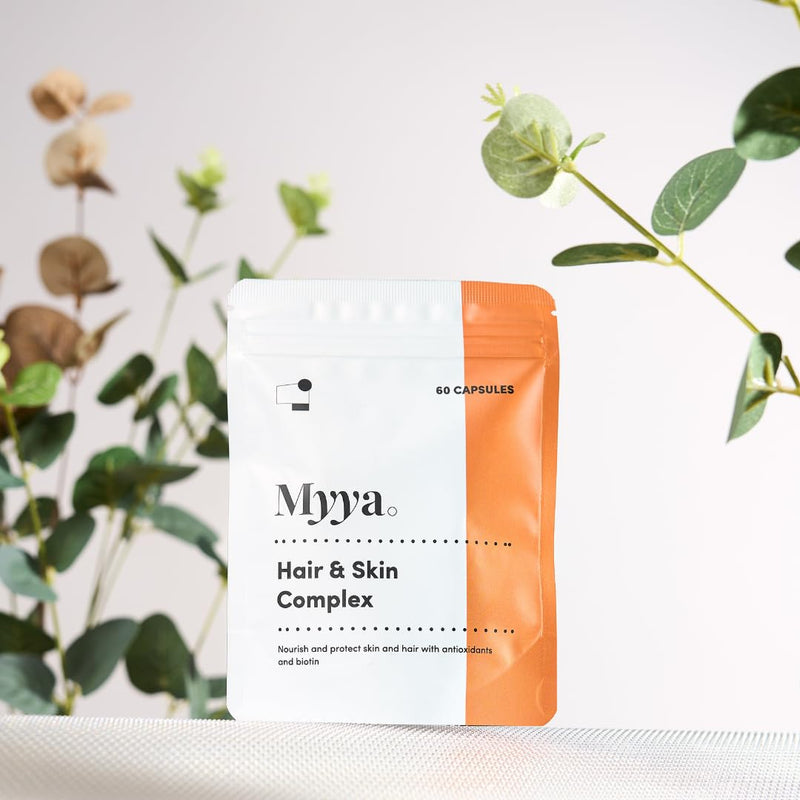 Myya Clinical-Grade Hair & Skin Vitamin Complex – Physician-Formulated, High-Potency Biotin, phytonutrients, Zinc & Antioxidants – Supports Hair Growth, Skin Radiance & Nail Strength – Made in UK.